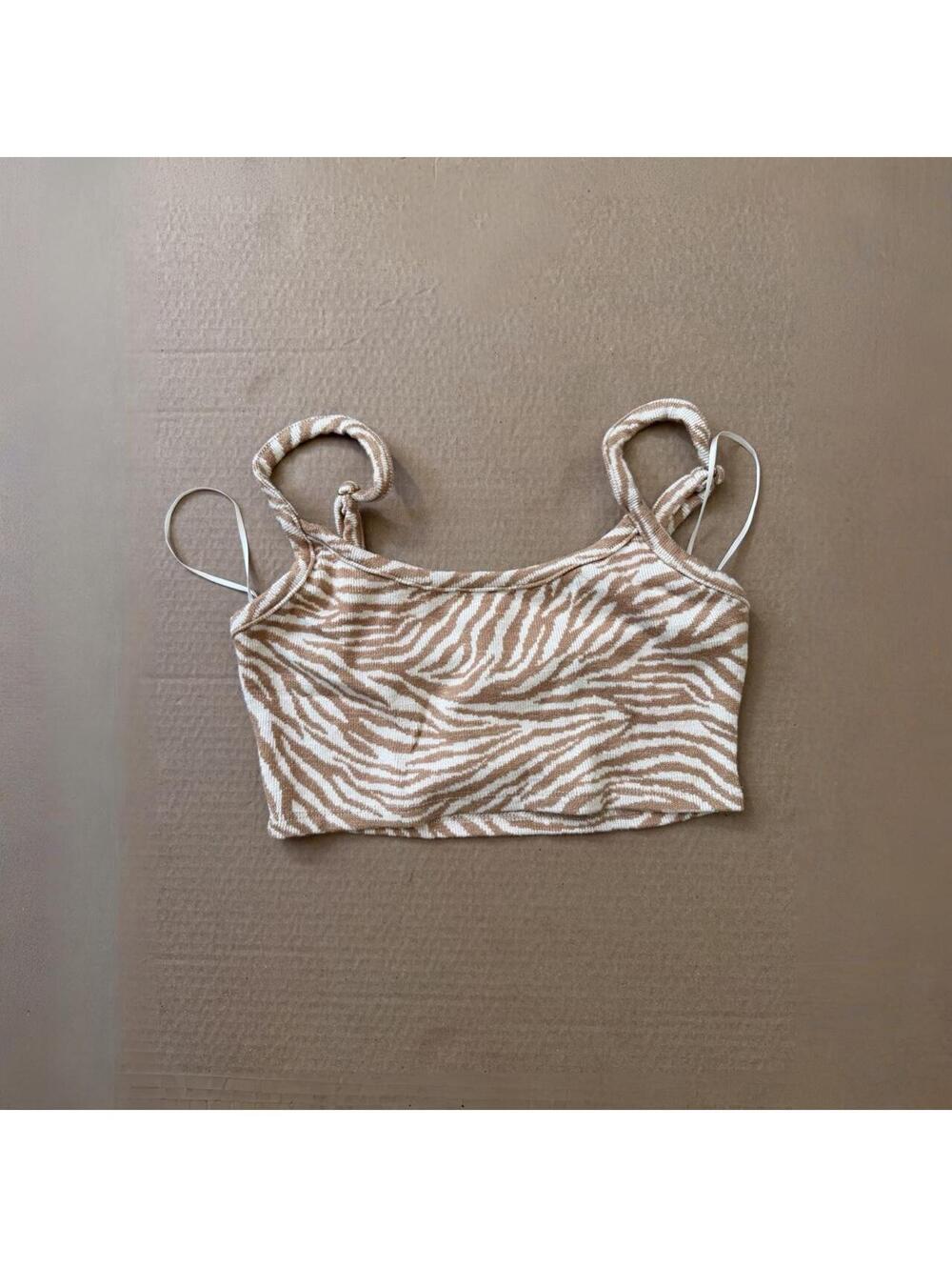 Blanc zebra print crop top/sports bra style top